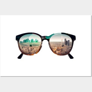 City landscape glasses Posters and Art